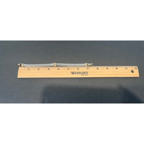 NEW 2 Tone Silver Gold Mesh Double Strand Necklace Pcd Earrings & 2 Bracelet Set - Picture 6 of 8